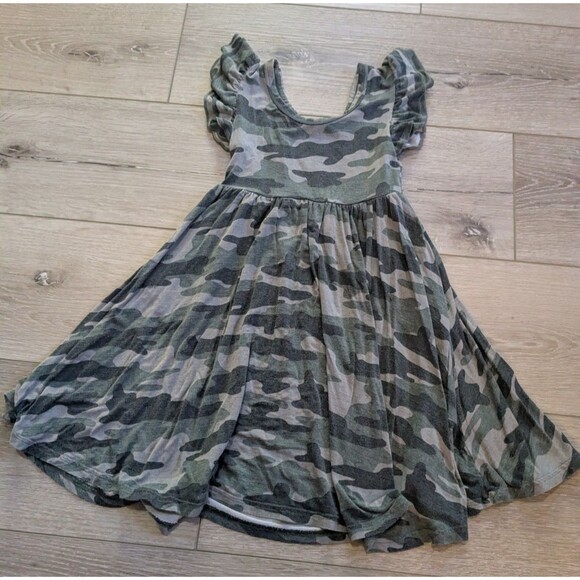 Play by Little Sleepies Dress Green Camo Camoflauge Stars Bamboo Girls 4T - Picture 4 of 6